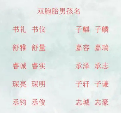 时尚有内涵的双胞胎宝宝取名，读着顺口，寓意深刻